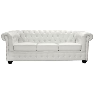 Sofa 3 seater Chesterfield type HM3009.02 white matte Faux Leather 208x90x73 cm