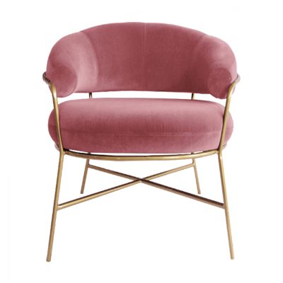 Armchair Trudi HM8639.02, dusty pink Velvet, gold frame 84x79x74cm