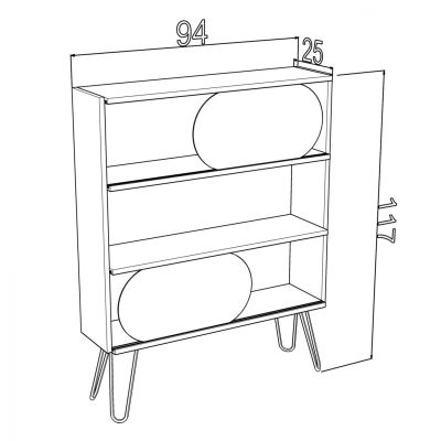 BOOKCASE SILLIA HM9181.01 WHITE WHITE 94x25x117Y cm.