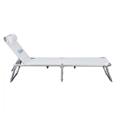 Sunbed for beach HM5054.03 Heavy type White color Aluminum 188x58x31-81 cm.