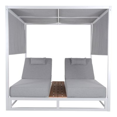 DOUBLE LOUNGE SUNBEDS IN A CUBE WITH SUNSHADES GALLANT HM6097.02 ALUMINUM IN WHITE 2x2x2m