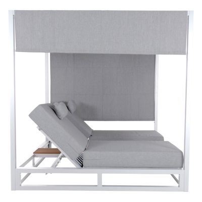 DOUBLE LOUNGE SUNBEDS IN A CUBE WITH SUNSHADES GALLANT HM6097.02 ALUMINUM IN WHITE 2x2x2m