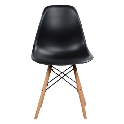 Стол с дървени крака и седалка Twist PP черен HM8460.02 46x50x82 см