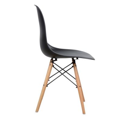 Стол с дървени крака и седалка Twist PP черен HM8460.02 46x50x82 см