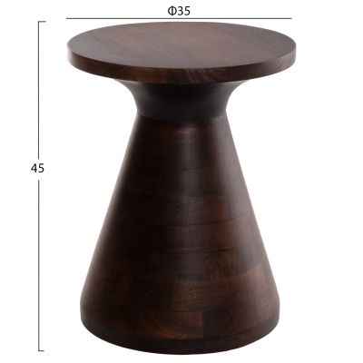 COFFEE TABLE ROUND FOSS HM9699 SOLID MANGO WOOD IN DARK BROWN Φ35x45Hcm.