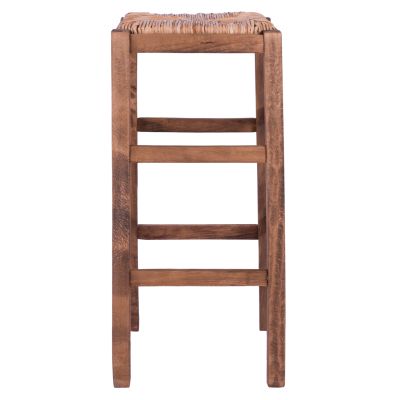 Wooden stool without back with straw HM10378.01