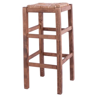 Wooden stool without back with straw HM10378.01