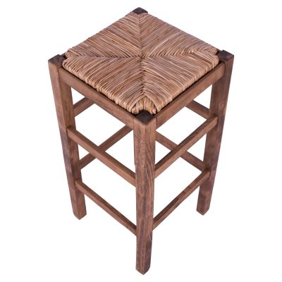 Wooden stool without back with straw HM10378.01