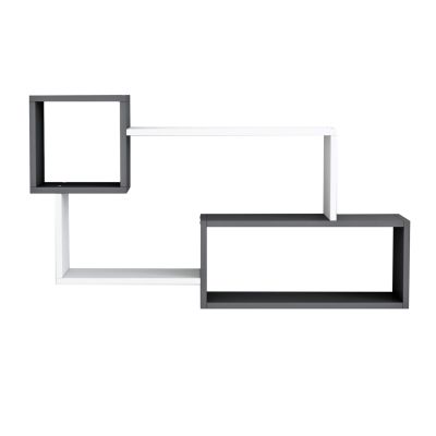 WALL SHELVES TANNER HM8948.12 MELAMINE IN GREY-WHITE 90,5x20x51Hcm.