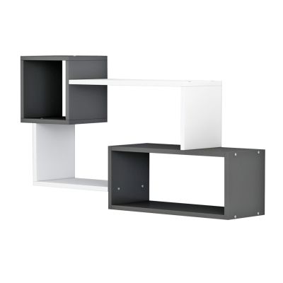 WALL SHELVES TANNER HM8948.12 MELAMINE IN GREY-WHITE 90,5x20x51Hcm.