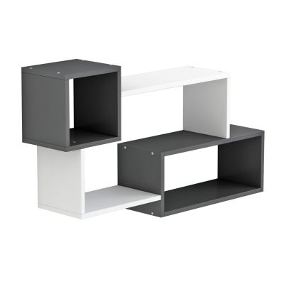 WALL SHELVES TANNER HM8948.12 MELAMINE IN GREY-WHITE 90,5x20x51Hcm.