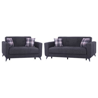 HM11753 sofa-bed set KRISTINA, 2-seater and 3-seater, charcoal grey