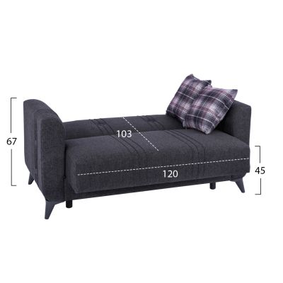 HM11753 sofa-bed set KRISTINA, 2-seater and 3-seater, charcoal grey