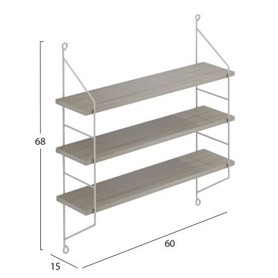 СТЕННИ РАФТОВЕ ACHALA HM9185.15 МЕЛАМИН В СОНОМА-БЯЛА РАМКА 60x15x68Hcm.