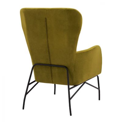 Armchair Velvet Olive-green shade with metallic black leg HM8721.13 67x80x102 cm.