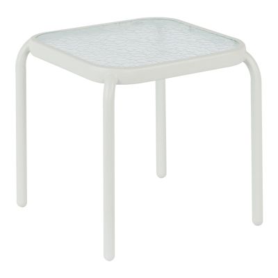 ВЪНШНА ПОМОЩНА МАСА КВАДРАТНА DIDO HM5975.02 МЕТАЛ В БЯЛО-СТЪКЛО 40x40x40Hcm.