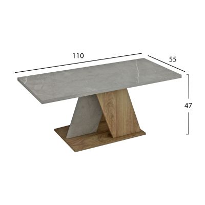 COFFEE TABLE DILE HM9528.02 MELAMINE IN STONE TEXTURE GREYISH-NATURAL 110x55x47Hcm.