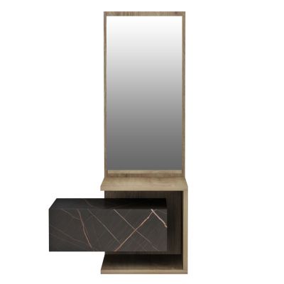 ENTRYWAY FURNITURE (WALL) WITH MIRROR MEARA HM8984.13 MELAMINE IN NATURAL-BLACK MARBLE 49,1x31,3x90Hcm.