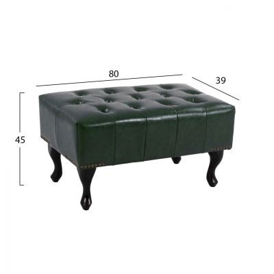 PIANO STOOL T.CHESTERFIELD EMMA HM226.08 PU CYPRESS GREEN-BLACK LEGS 80x45x39Hcm