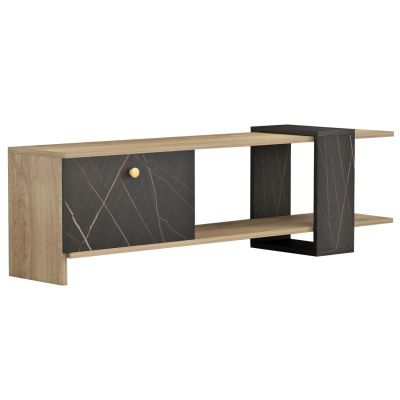 TV FURNITURE HENRIETTE HM8900.12 MELAMINE IN SONAMA-BLACK MARBLE 120x28.5x37,5Hcm.