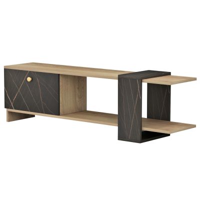 TV FURNITURE HENRIETTE HM8900.12 MELAMINE IN SONAMA-BLACK MARBLE 120x28.5x37,5Hcm.