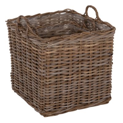 ДЕКОРАТИВНИ КОШНИЦИ KATER 4БР HM9657 KUBU RATAN В СИВО 52x52x50-57Hcm.