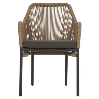 ARMCHAIR ALUMINUM HM5855.02 CHARCOAL GREY WITH WICKER ROPE PE 56x66x82