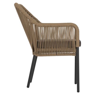 ARMCHAIR ALUMINUM HM5855.02 CHARCOAL GREY WITH WICKER ROPE PE 56x66x82