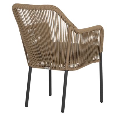 ARMCHAIR ALUMINUM HM5855.02 CHARCOAL GREY WITH WICKER ROPE PE 56x66x82