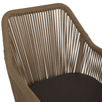 ARMCHAIR ALUMINUM HM5855.02 CHARCOAL GREY WITH WICKER ROPE PE 56x66x82