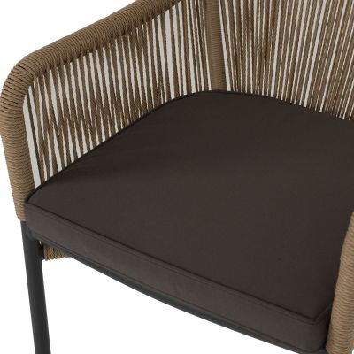 ARMCHAIR ALUMINUM HM5855.02 CHARCOAL GREY WITH WICKER ROPE PE 56x66x82