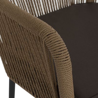 ARMCHAIR ALUMINUM HM5855.02 CHARCOAL GREY WITH WICKER ROPE PE 56x66x82