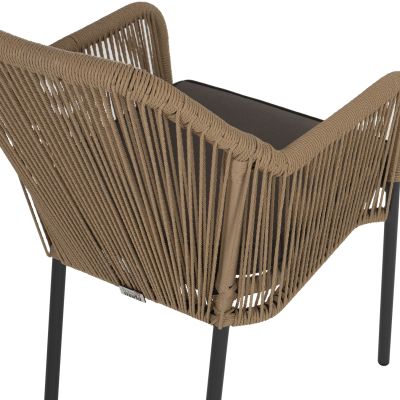 ARMCHAIR ALUMINUM HM5855.02 CHARCOAL GREY WITH WICKER ROPE PE 56x66x82