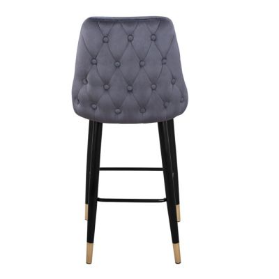 Bar Stool SERENITY HM8519.01 from velvet grey with metallic frame 51x57x110cm