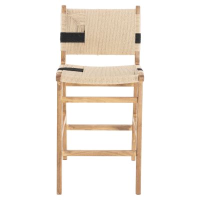 BARSTOOL MEDIUM-HEIGHT HM9325.01 RUBBERWOOD & ROPE- NATURAL RUSTIC COLOR 45x46x95Hcm.