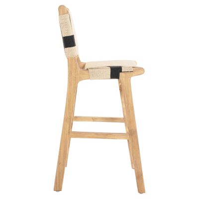 BARSTOOL MEDIUM-HEIGHT HM9325.01 RUBBERWOOD & ROPE- NATURAL RUSTIC COLOR 45x46x95Hcm.