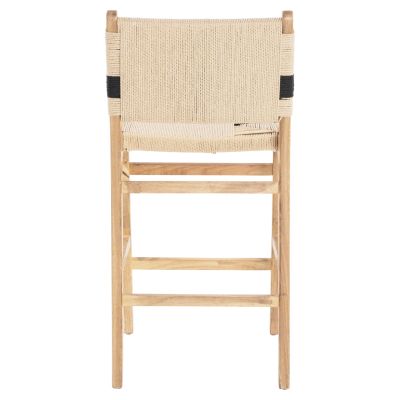 BARSTOOL MEDIUM-HEIGHT HM9325.01 RUBBERWOOD & ROPE- NATURAL RUSTIC COLOR 45x46x95Hcm.