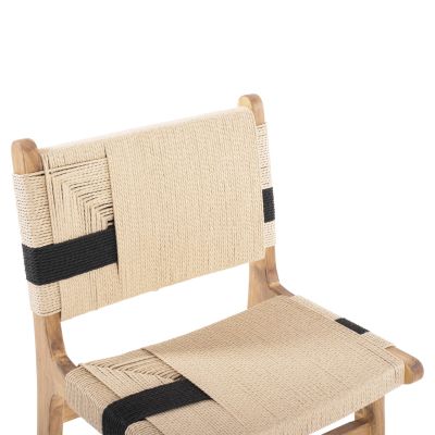 BARSTOOL MEDIUM-HEIGHT HM9325.01 RUBBERWOOD & ROPE- NATURAL RUSTIC COLOR 45x46x95Hcm.