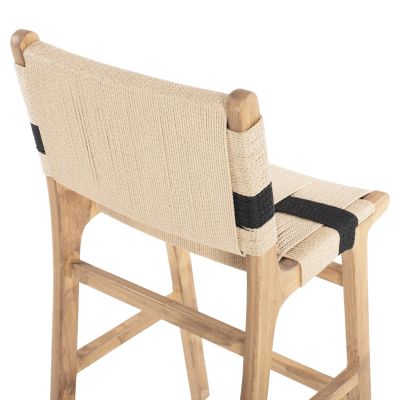 BARSTOOL MEDIUM-HEIGHT HM9325.01 RUBBERWOOD & ROPE- NATURAL RUSTIC COLOR 45x46x95Hcm.