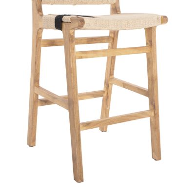 BARSTOOL MEDIUM-HEIGHT HM9325.01 RUBBERWOOD & ROPE- NATURAL RUSTIC COLOR 45x46x95Hcm.