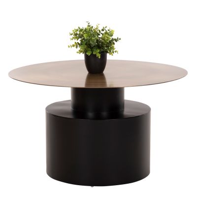 COFFEE TABLE CUTTY HM9722 METAL IN BLACK AND ANTIQUE BRASS Φ76x45,5Hcm.