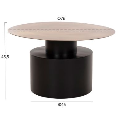 COFFEE TABLE CUTTY HM9722 METAL IN BLACK AND ANTIQUE BRASS Φ76x45,5Hcm.