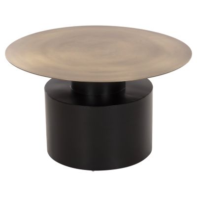 COFFEE TABLE CUTTY HM9722 METAL IN BLACK AND ANTIQUE BRASS Φ76x45,5Hcm.