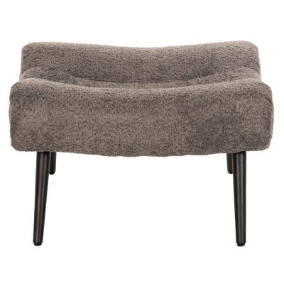 STOOL-FOOTREST KEMBA HM9606.01 GREY BOUCLE FABRIC-BLACK WOODEN LEGS 68X58X40Hcm.