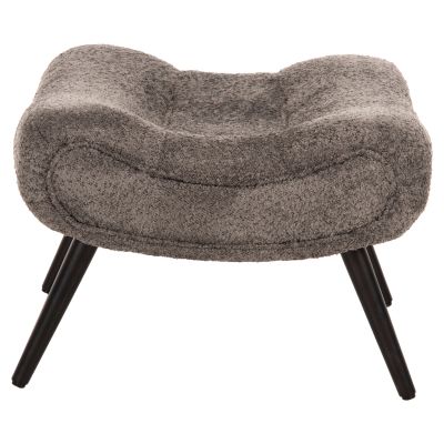 STOOL-FOOTREST KEMBA HM9606.01 GREY BOUCLE FABRIC-BLACK WOODEN LEGS 68X58X40Hcm.