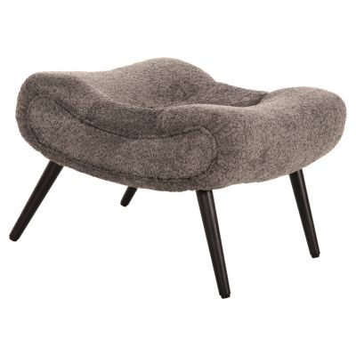 STOOL-FOOTREST KEMBA HM9606.01 GREY BOUCLE FABRIC-BLACK WOODEN LEGS 68X58X40Hcm.