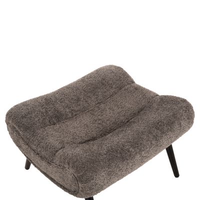 STOOL-FOOTREST KEMBA HM9606.01 GREY BOUCLE FABRIC-BLACK WOODEN LEGS 68X58X40Hcm.