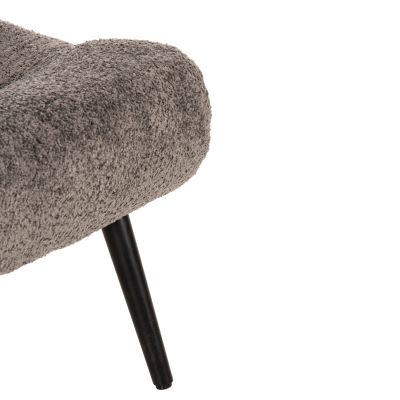 STOOL-FOOTREST KEMBA HM9606.01 GREY BOUCLE FABRIC-BLACK WOODEN LEGS 68X58X40Hcm.