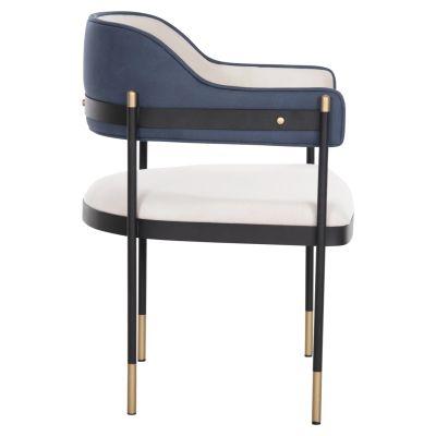 DINING ARMCHAIR DALE HM18013.01 METAL FRAME-FABRIC IN WHITE&BLUE 61x56x81Hcm.