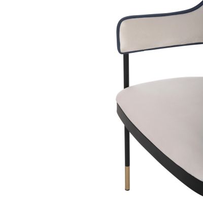 DINING ARMCHAIR DALE HM18013.01 METAL FRAME-FABRIC IN WHITE&BLUE 61x56x81Hcm.